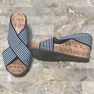 Navy & Cream stripped wedges